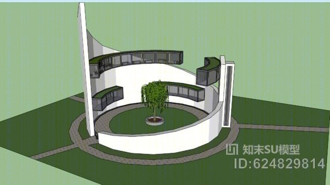 概念办公区SU模型下载【ID:624829814】