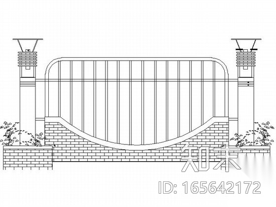电动伸缩大门及围墙CAD图施工图下载【ID:165642172】