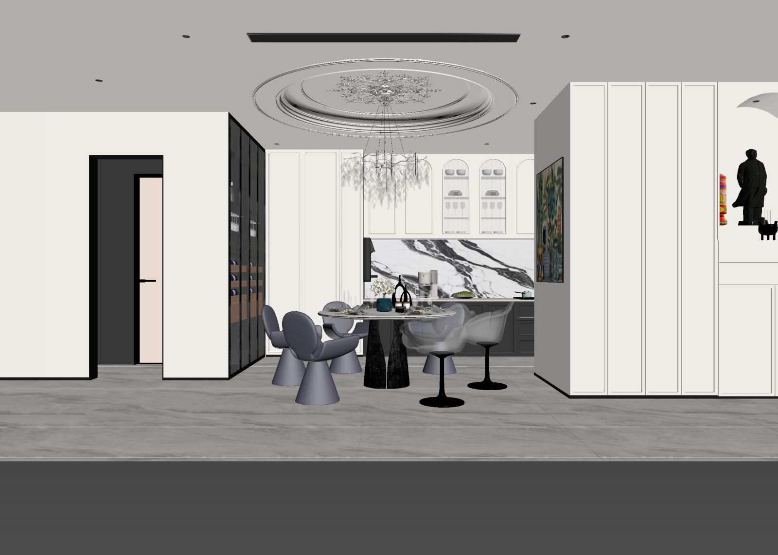 法式家居餐厅3D模型下载【ID:1214801872】
