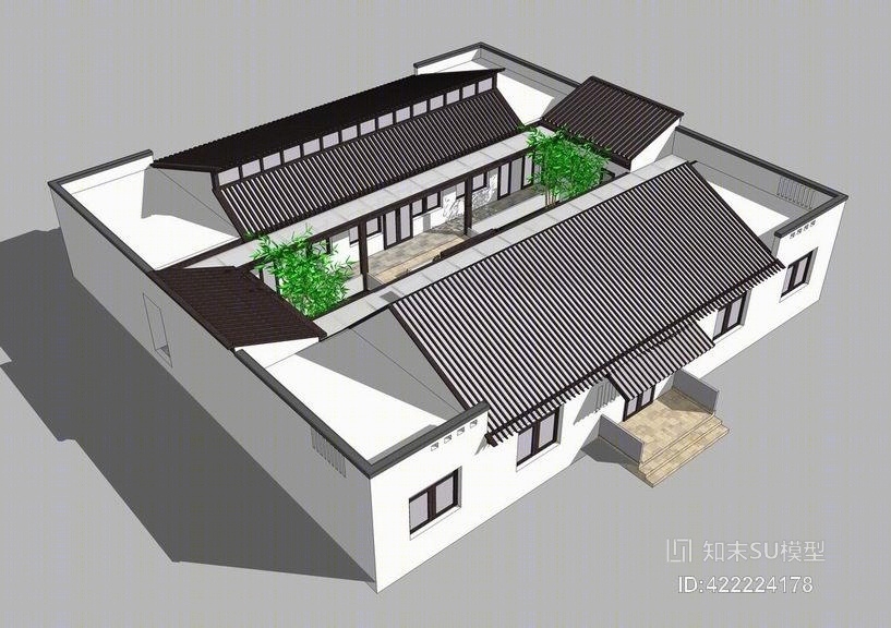 中式茶室SU模型下载【ID:422224178】