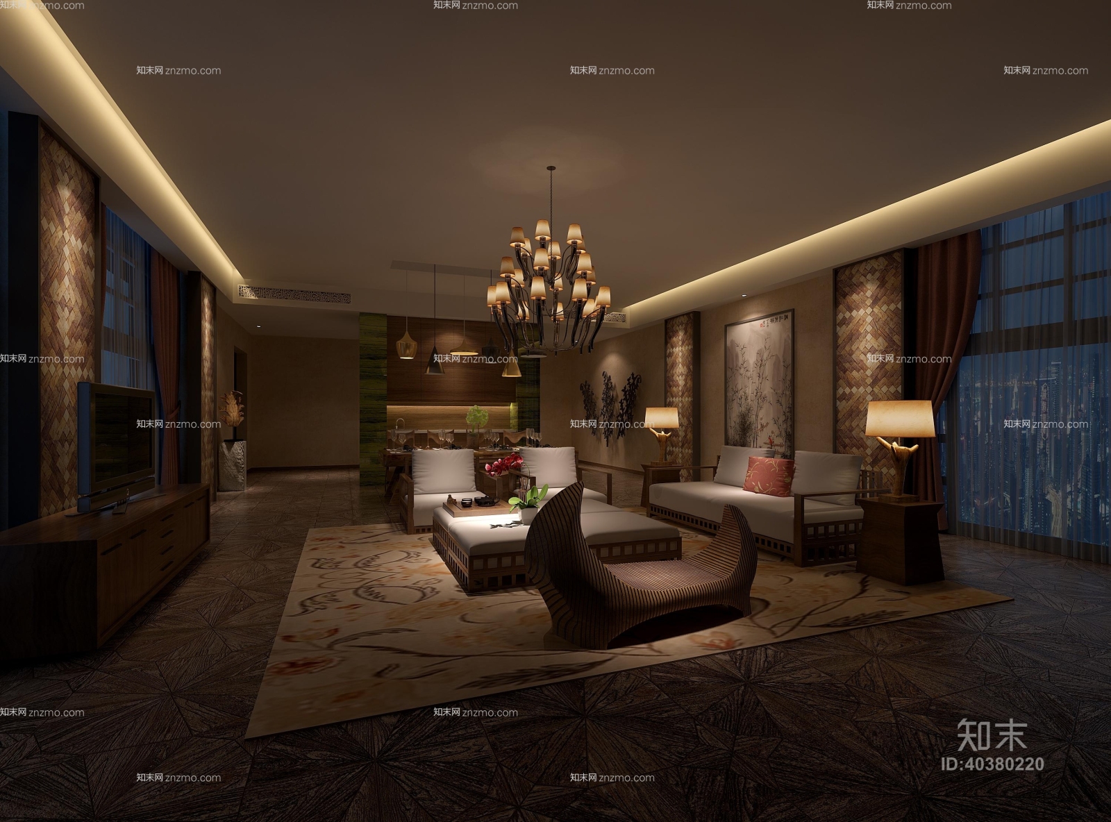 东南亚木艺月牙沙发凳3D模型下载【ID:40380220】