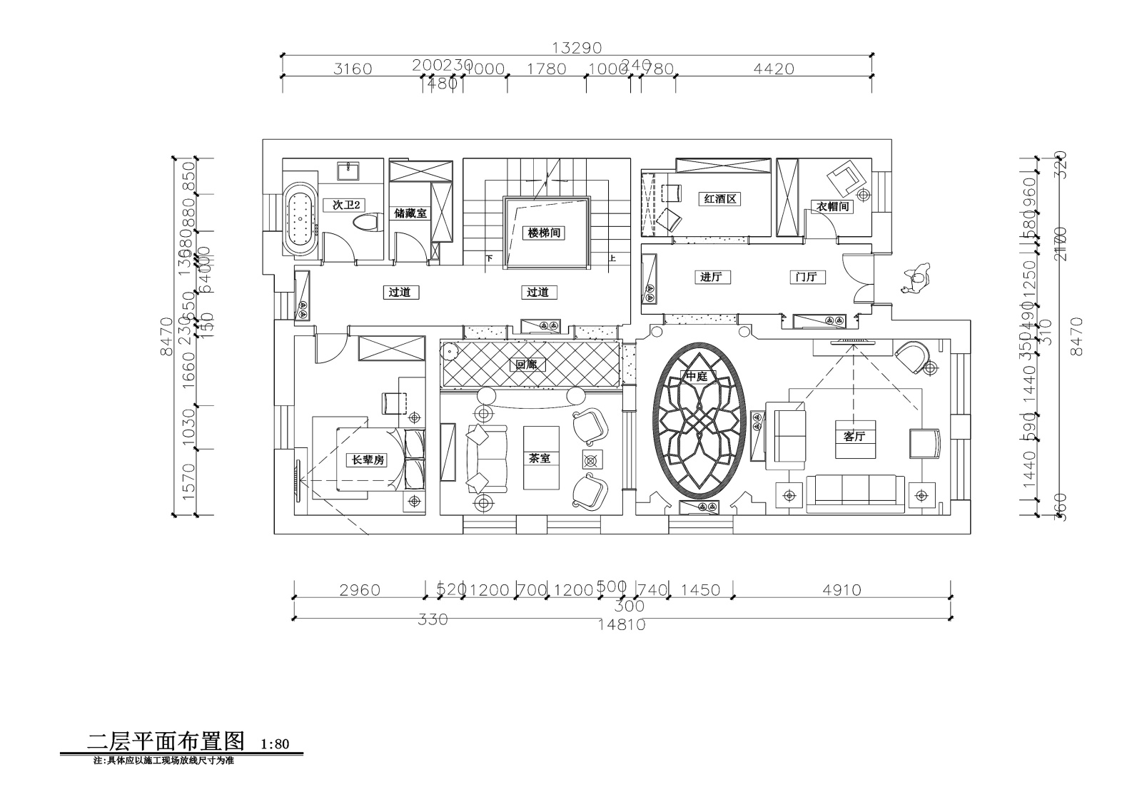 三层奢华风格私人住宅室内装修施工图+效果施工图下载【ID:160475146】