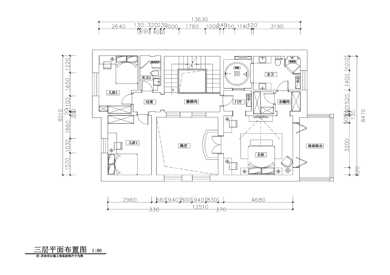 三层奢华风格私人住宅室内装修施工图+效果施工图下载【ID:160475146】