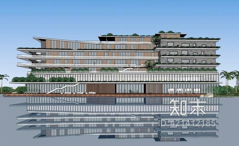 高端湖边会所SU模型下载【ID:421412185】