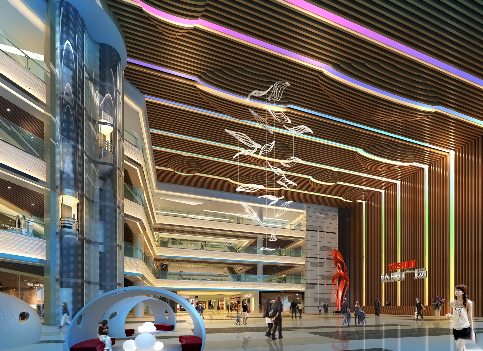 [江苏]弘阳商业购物商场中心空间设计施工图（附效果图）cad施工图下载【ID:160416107】