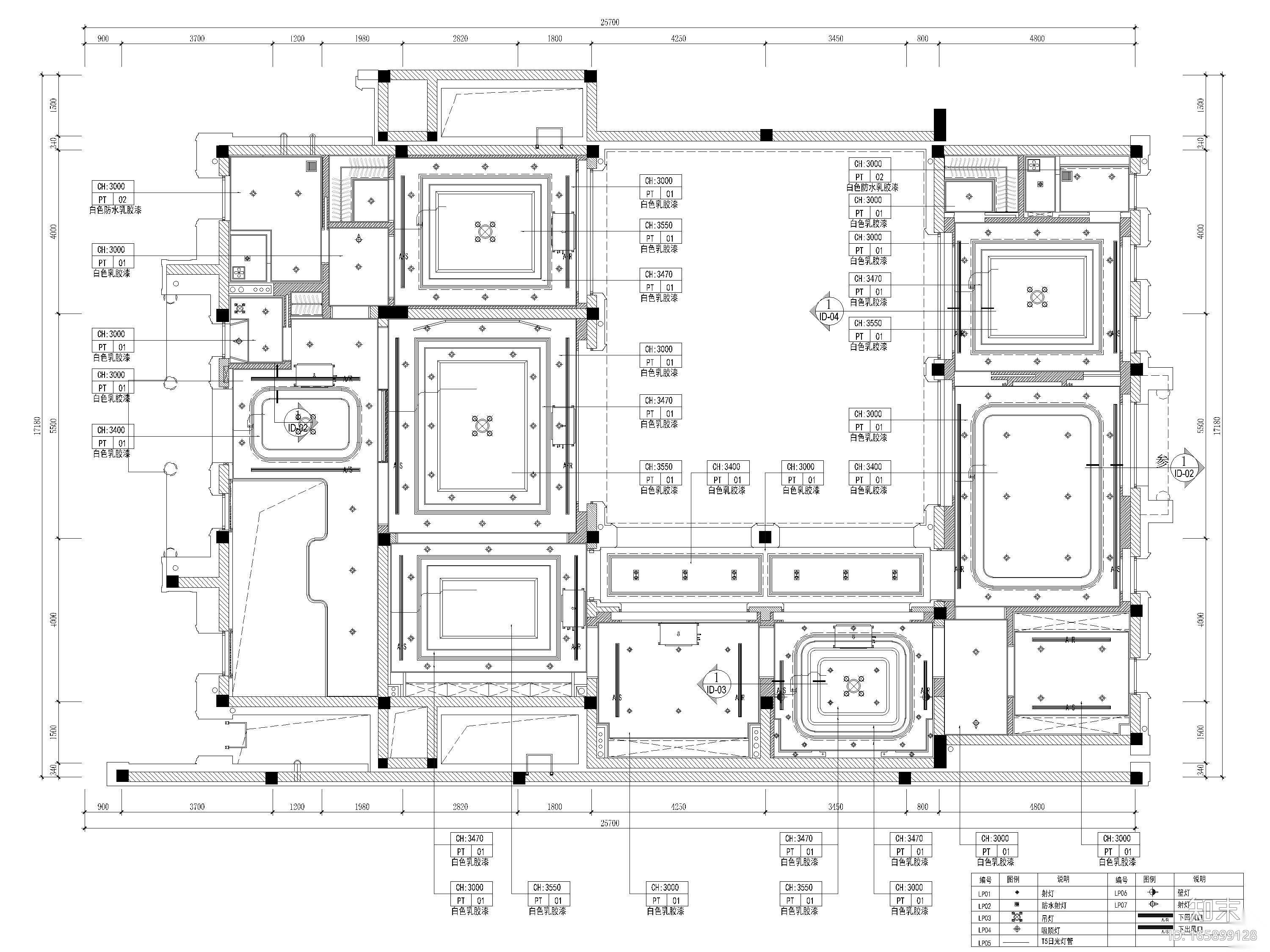 [湖州]607㎡混搭四居室别墅样板房​施工图cad施工图下载【ID:165899128】