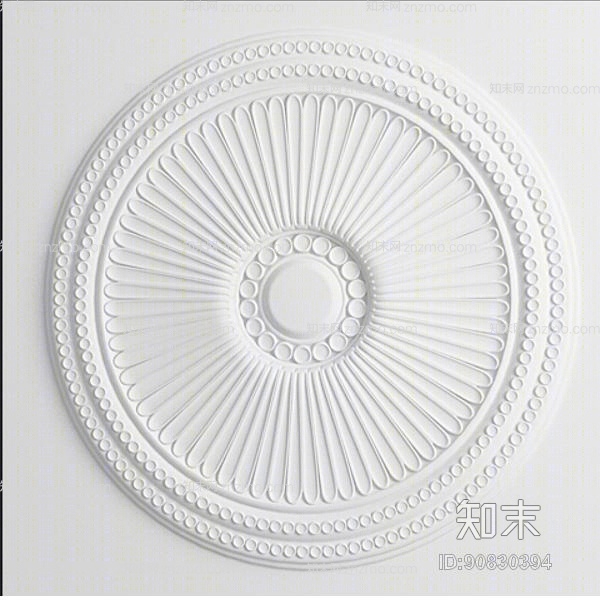 白色石膏墙面花雕3D模型下载【ID:90830394】