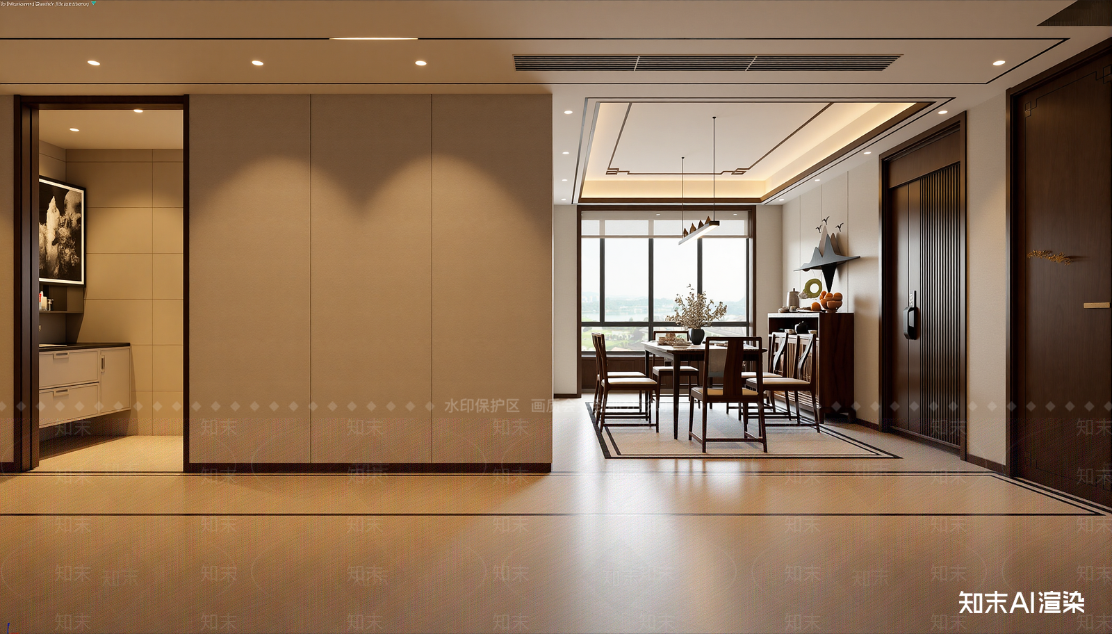 新中式家居餐厅3D模型下载【ID:1221503319】