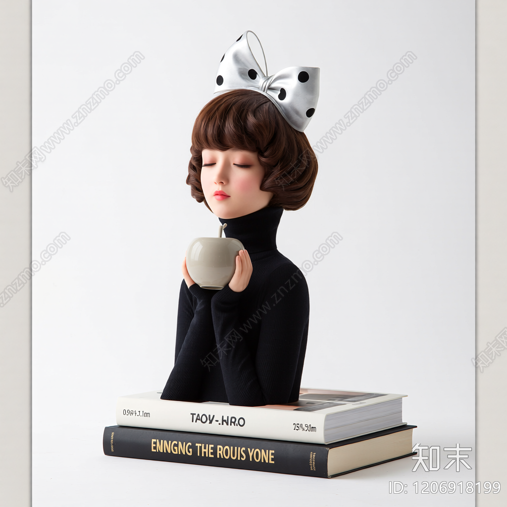 少女抱苹果雕塑3D模型下载【ID:1206918199】