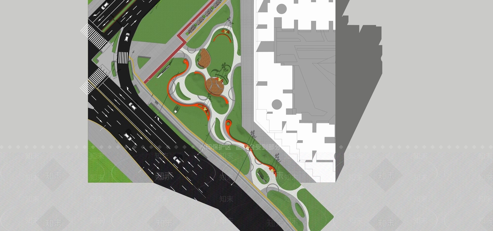 街头小公园景观SU模型下载【ID:170953168】