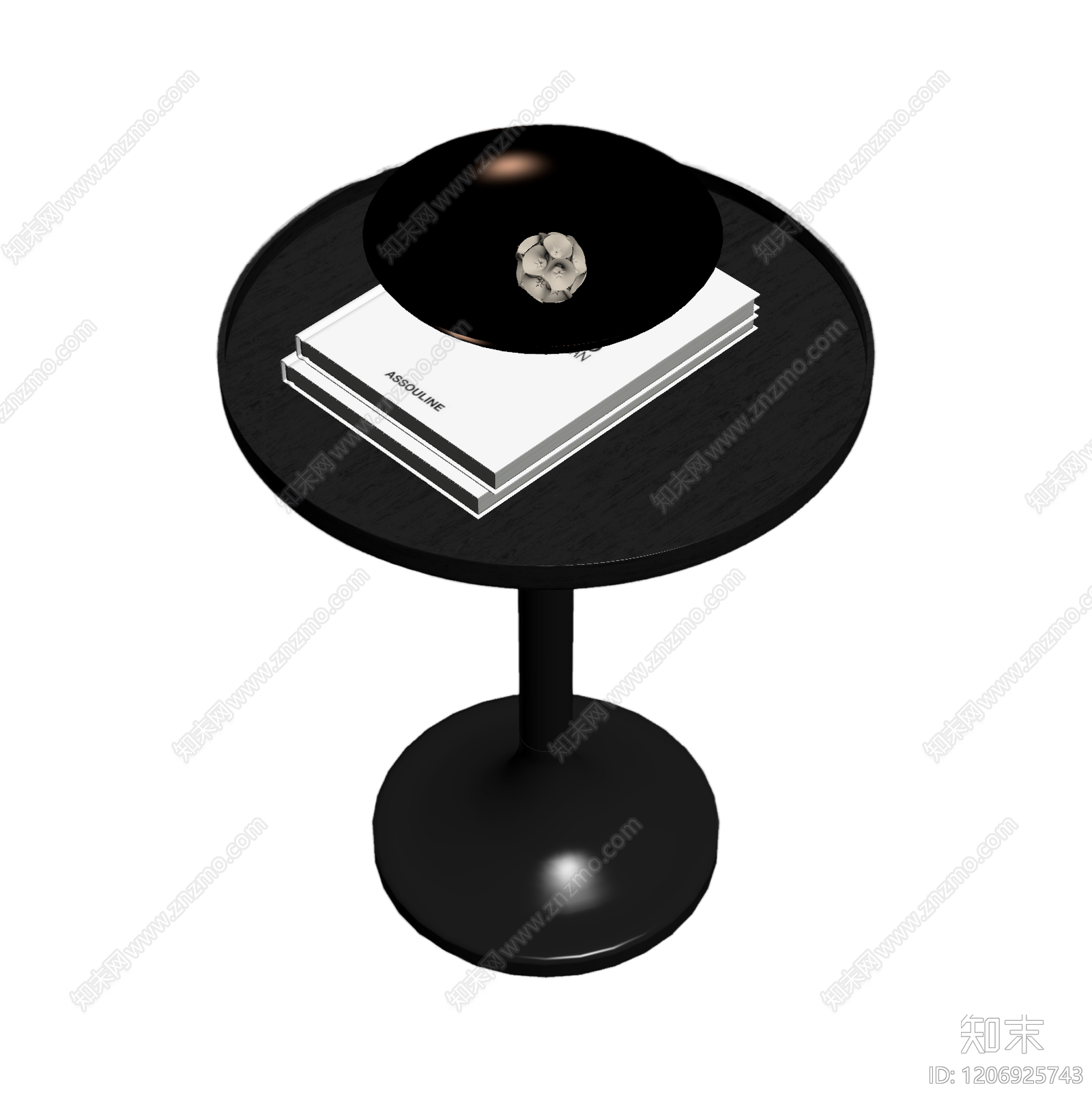 黑色圆桌带书籍装饰3D模型下载【ID:1206925743】