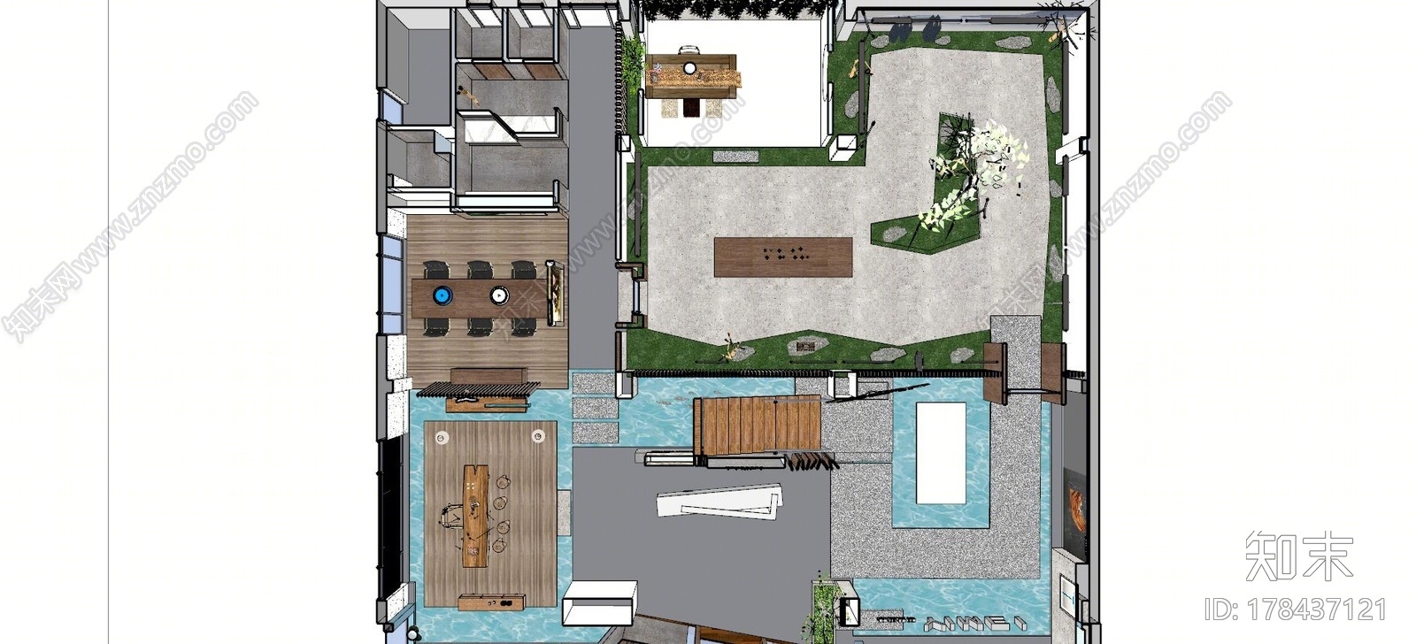 现代服装设计公司SU模型下载【ID:178437121】