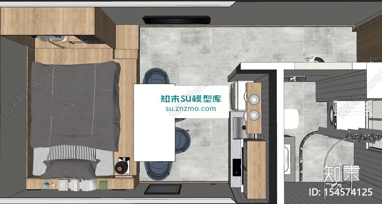 北欧单身公寓电视SU模型下载【ID:154574125】