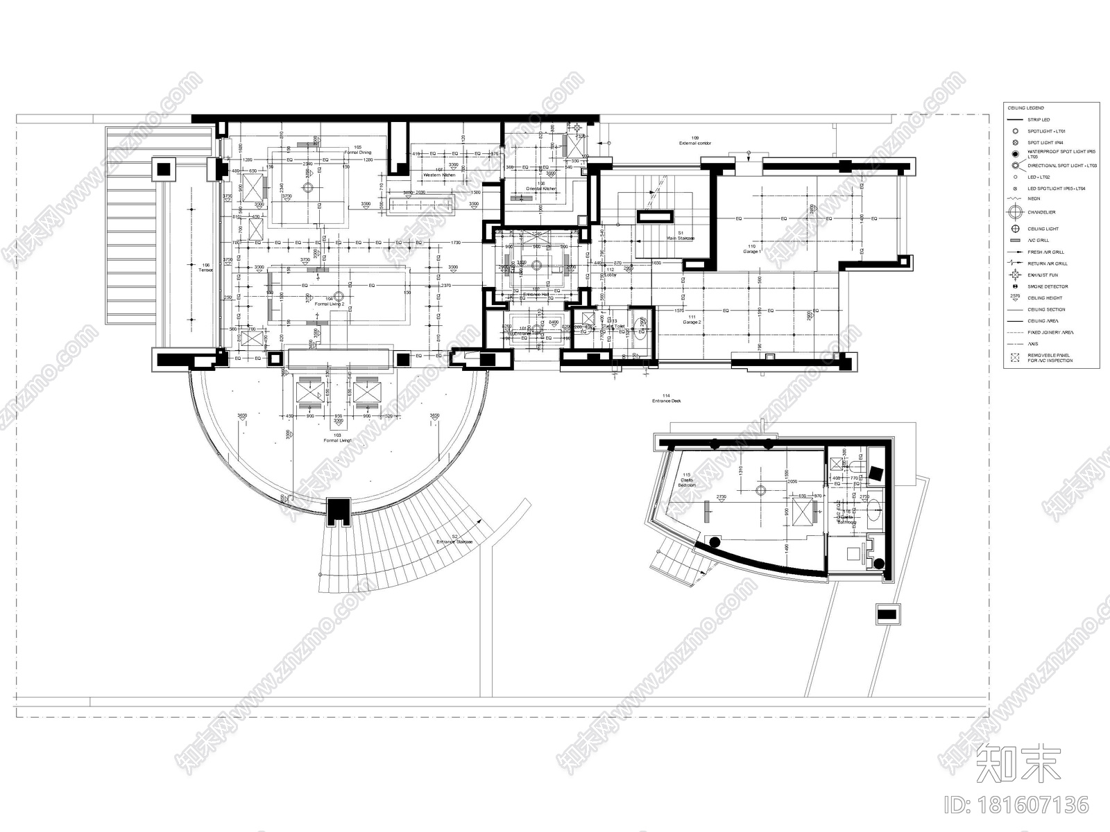 [成都]麓湖生态城二层四居别墅样板间施工图cad施工图下载【ID:181607136】