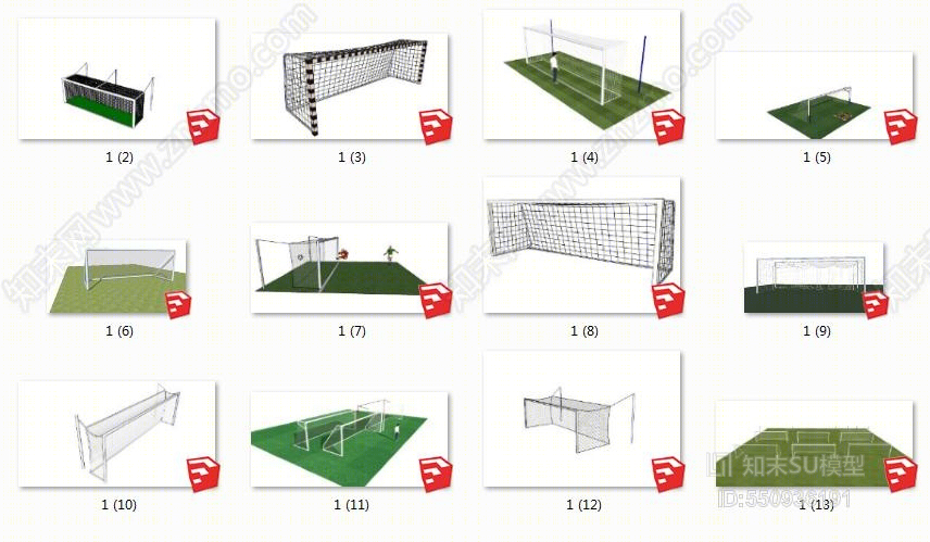 现代风格足球球门SU模型下载【ID:550936191】