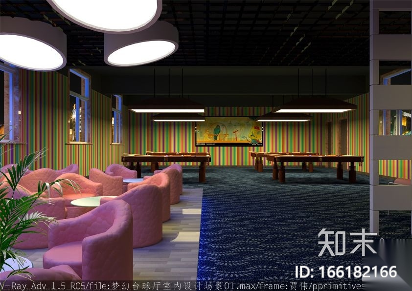 [学生作业]台球厅方案设计图（含效果）施工图下载【ID:166182166】