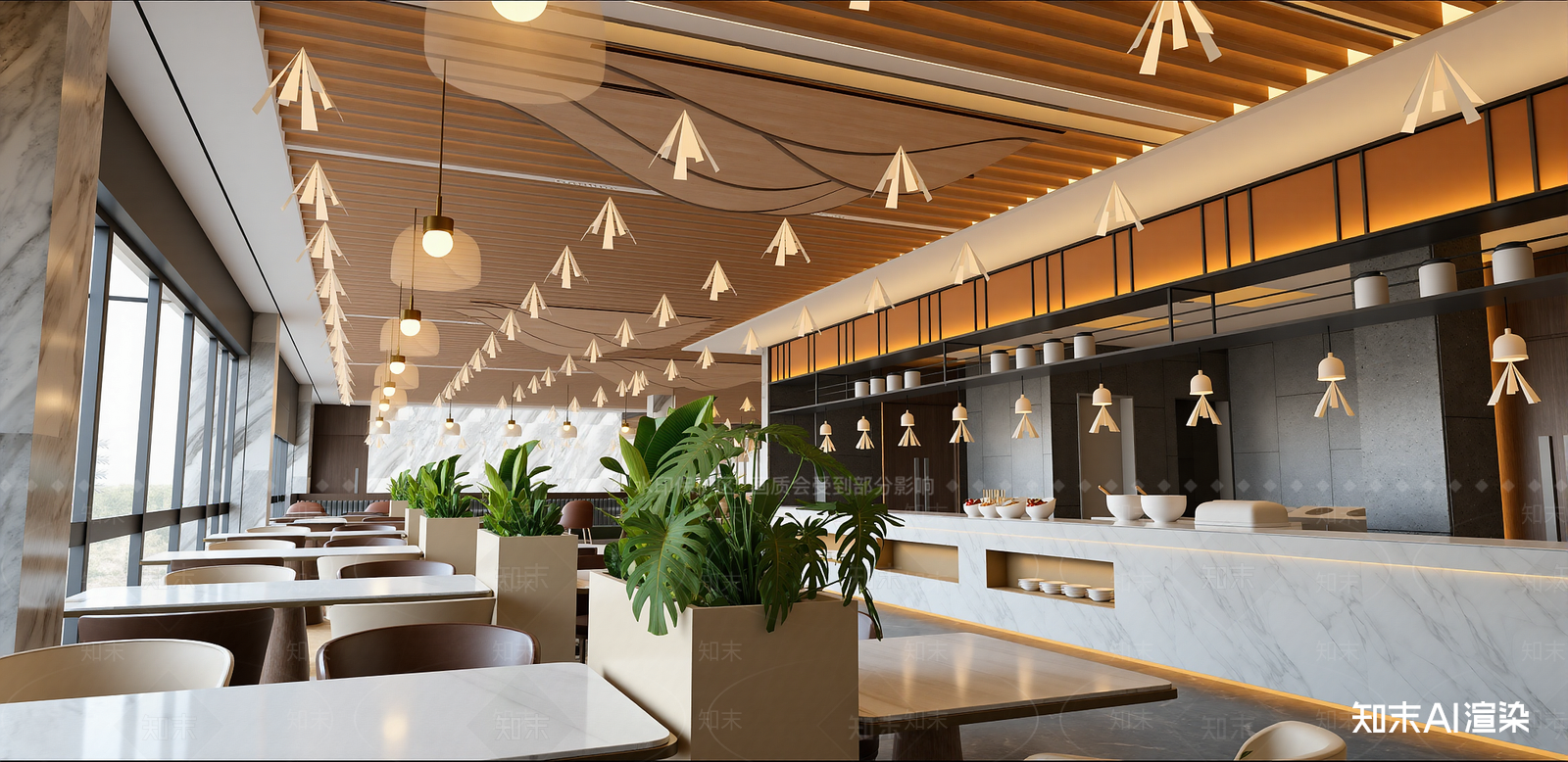现代自助餐厅SU模型下载【ID:1215210411】