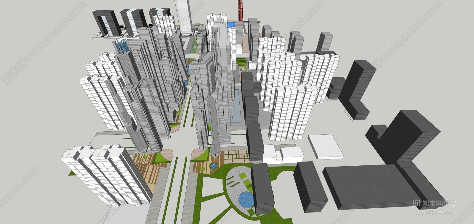高楼建筑SU模型下载【ID:341900262】