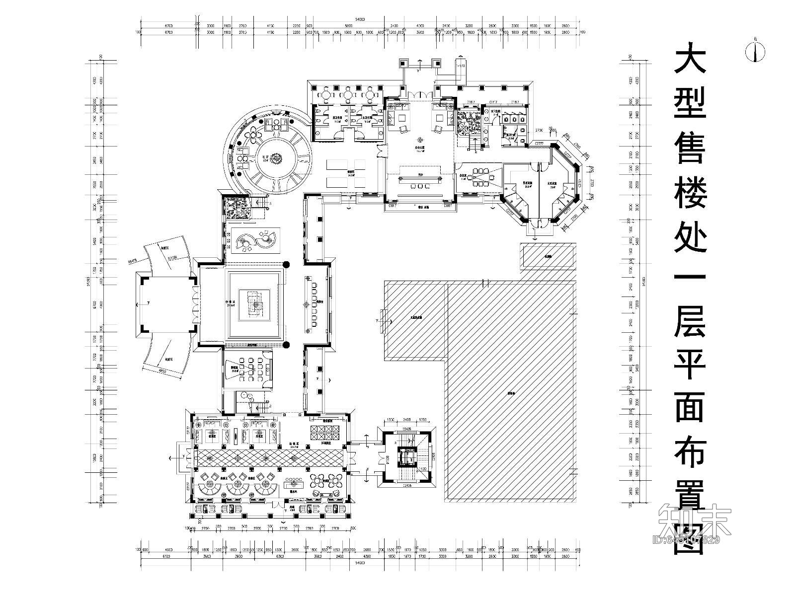 某大型售楼处一二三层平面图cad施工图下载【ID:649107829】