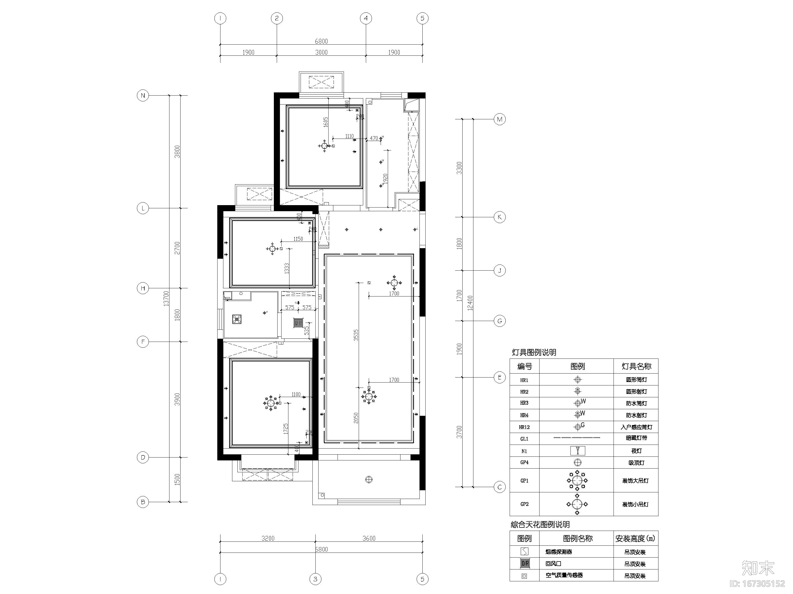 [济南]瑞公馆77㎡现代两居室样板间施工图cad施工图下载【ID:167305152】