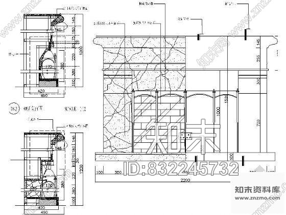 图块/节点美式别墅壁炉详图cad施工图下载【ID:832245732】