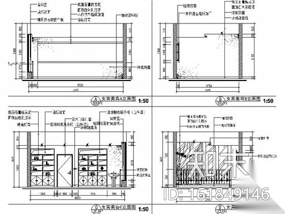 会所休闲娱乐区室内装修图cad施工图下载【ID:161849146】