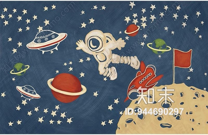 儿童房壁纸墙布男孩卧室背景墙壁画贴图下载【ID:944690297】