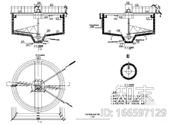 某屠宰废水处理站污泥浓缩池图纸cad施工图下载【ID:166597129】