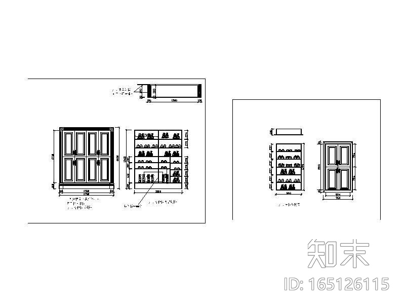 上百套精品酒柜、鞋柜、衣柜CAD图库合集cad施工图下载【ID:165126115】