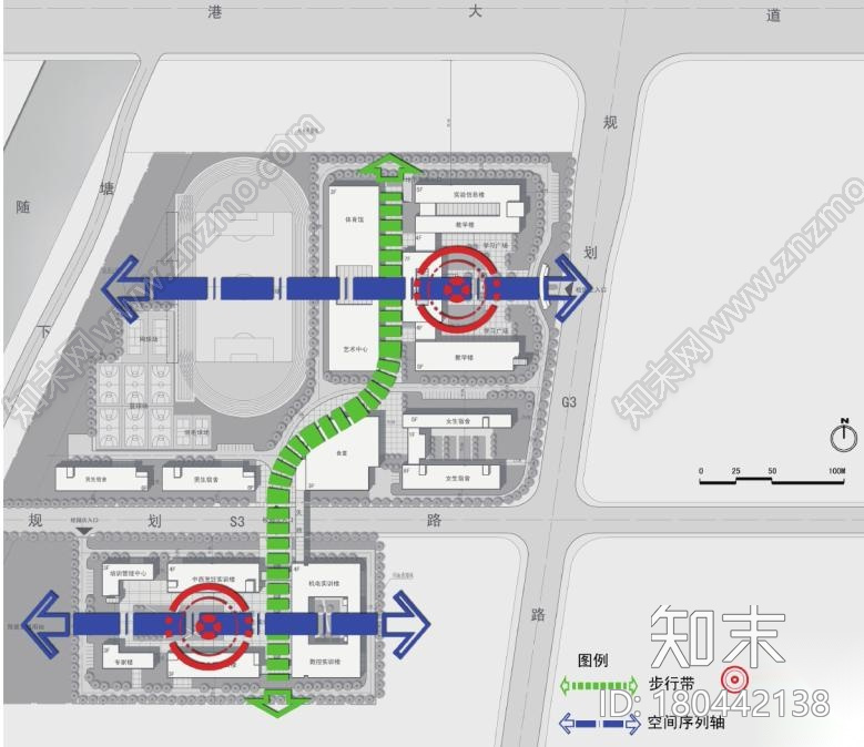 [上海]高层现代风格廊道式中等职业学校建筑设计方案文本施工图下载【ID:180442138】