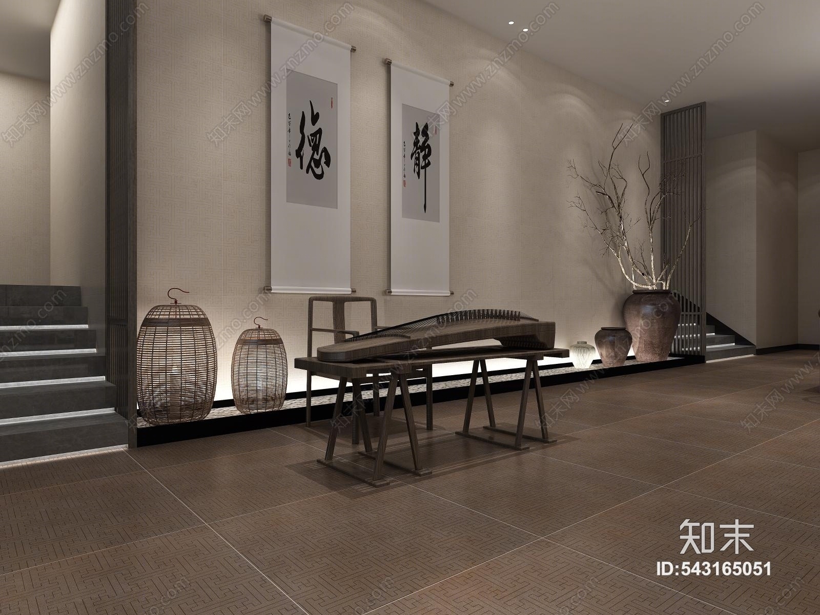 新中式会所3D模型下载【ID:543165051】