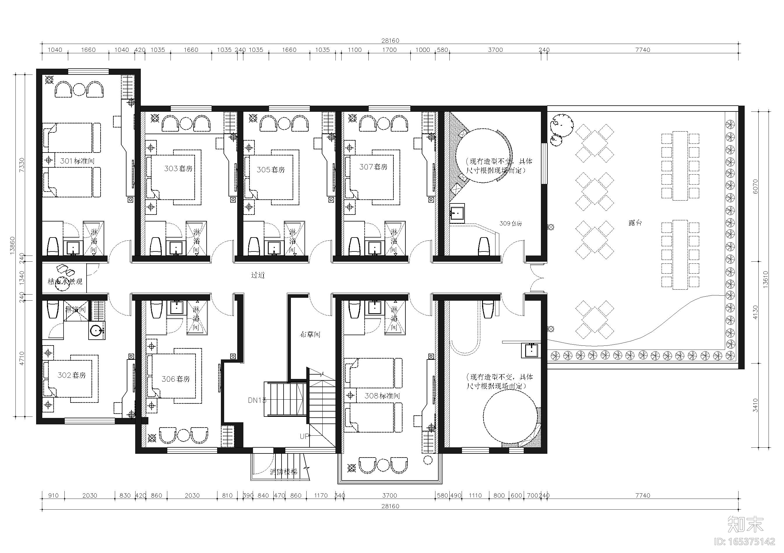 [亳州]风云聚精品酒店装饰施工图+效果图cad施工图下载【ID:165375142】