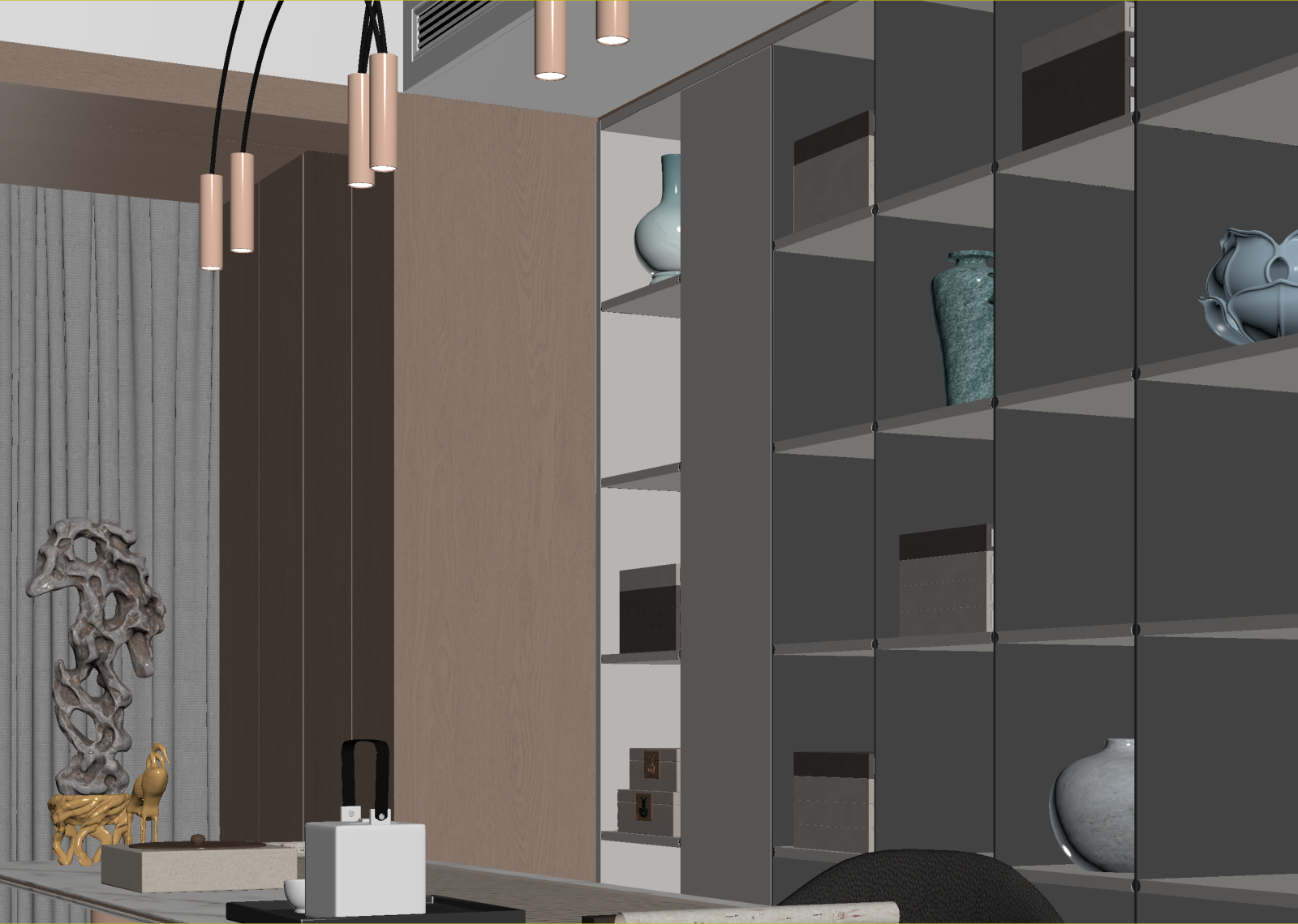 新中式书房3D模型下载【ID:1215071639】