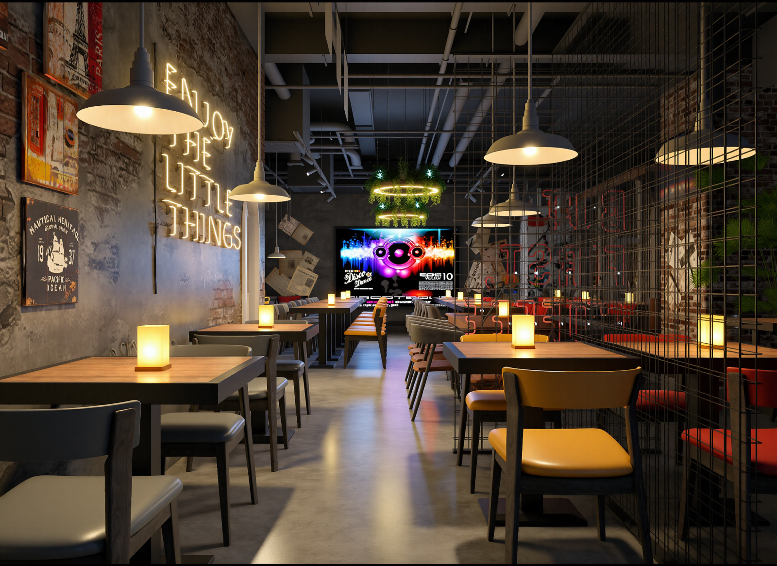 工业西餐厅3D模型下载【ID:1215082077】