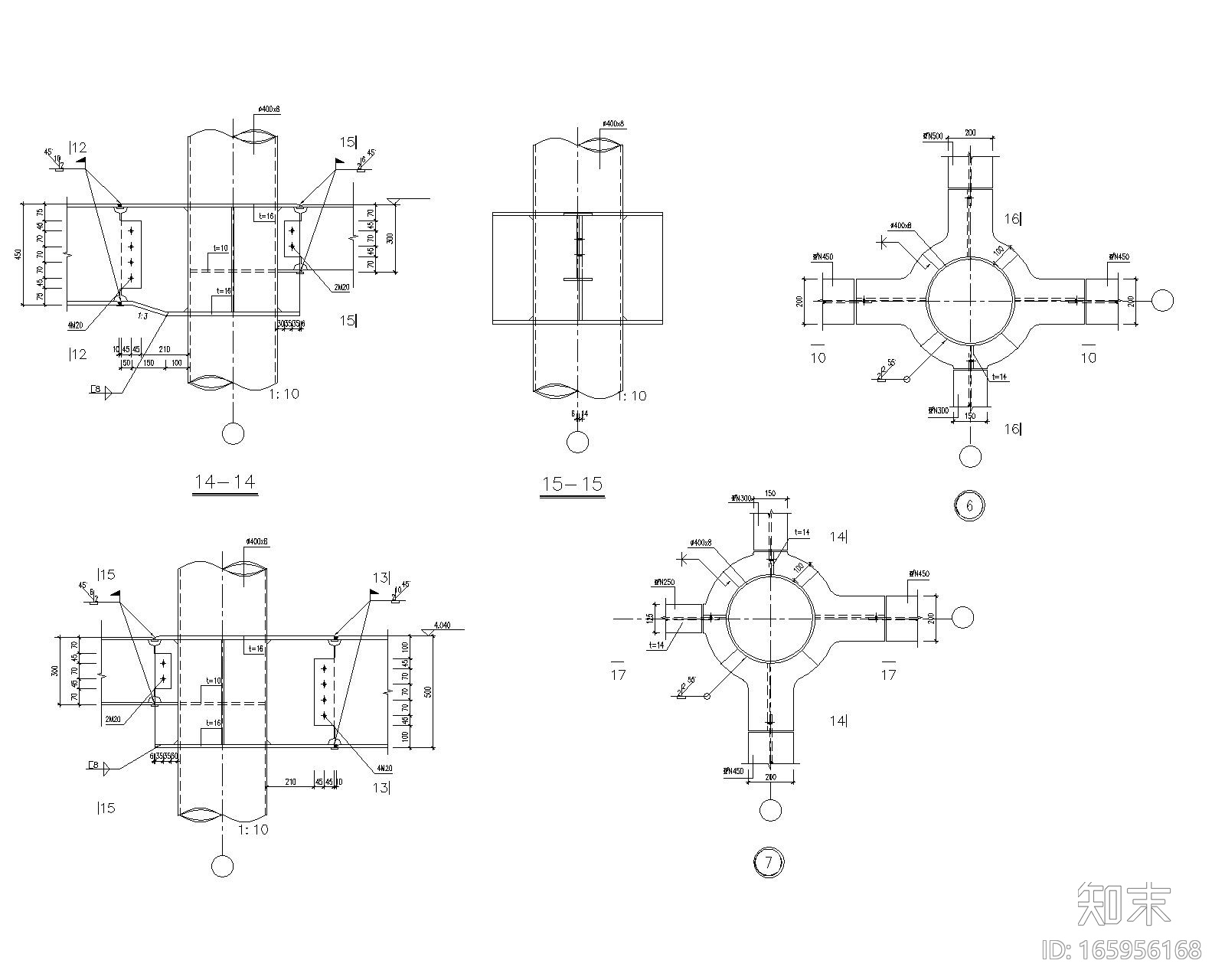 某二层别墅钢结构框架施工图（CAD）cad施工图下载【ID:165956168】