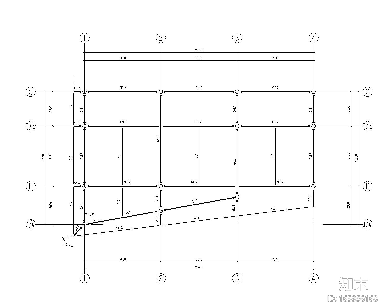 某二层别墅钢结构框架施工图（CAD）cad施工图下载【ID:165956168】