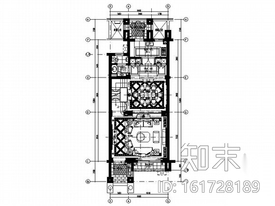 [绍兴]法式园林社区联排别墅样板房室内装修施工图施工图下载【ID:161728189】