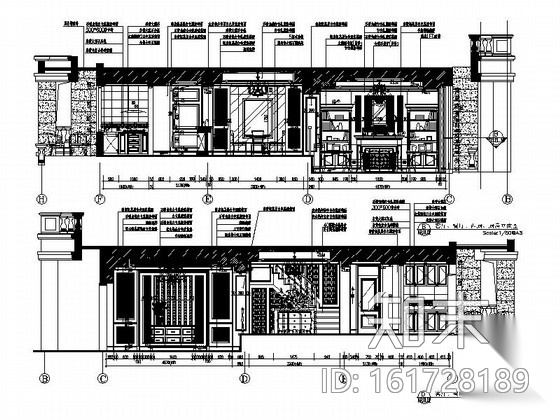 [绍兴]法式园林社区联排别墅样板房室内装修施工图施工图下载【ID:161728189】