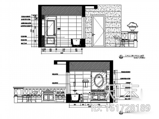 [绍兴]法式园林社区联排别墅样板房室内装修施工图施工图下载【ID:161728189】