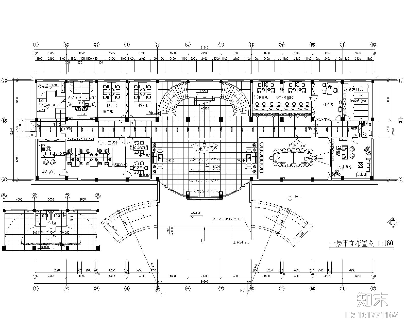 [浙江]宁波天鹏集团办公空间装修施工图cad施工图下载【ID:161771162】