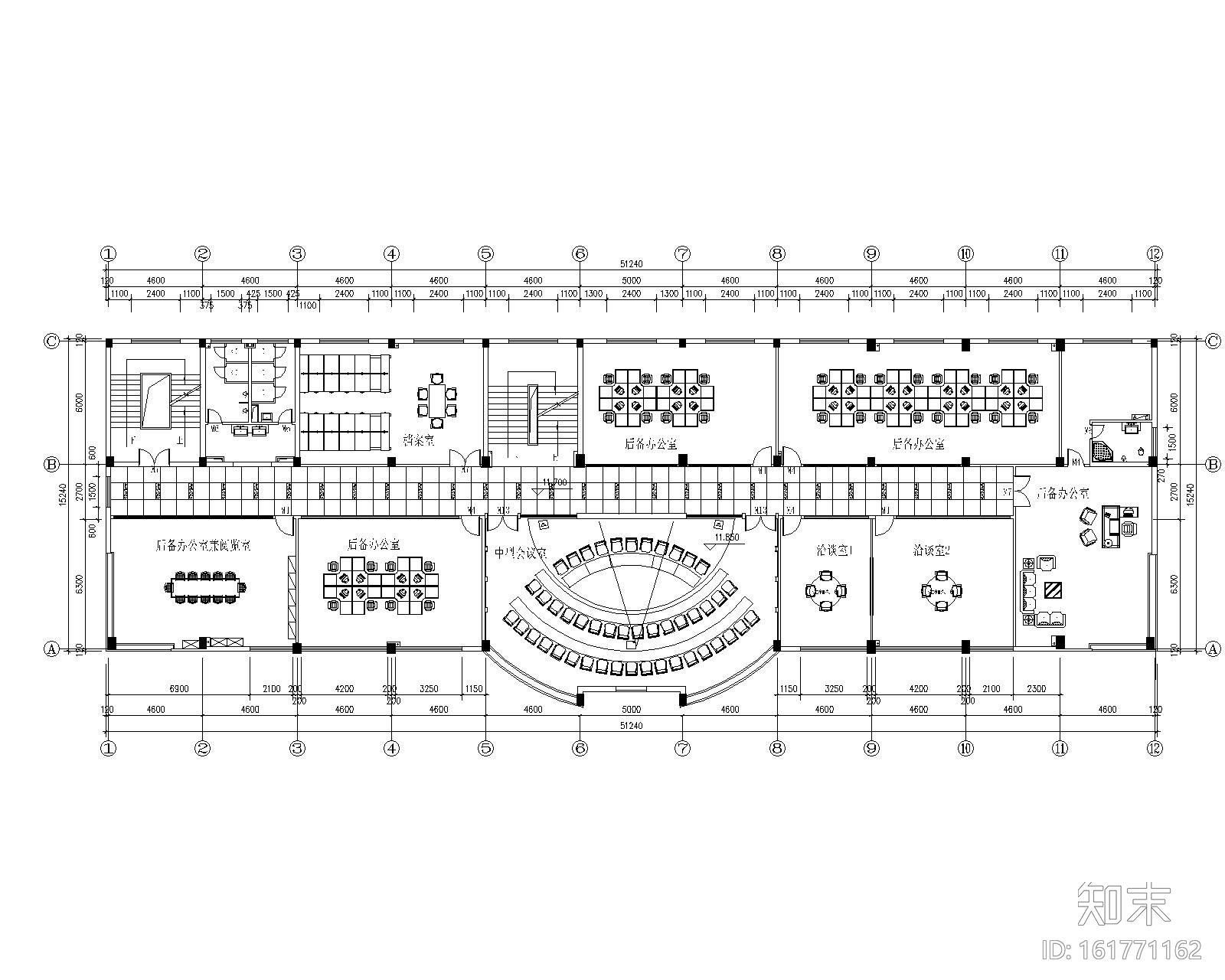 [浙江]宁波天鹏集团办公空间装修施工图cad施工图下载【ID:161771162】