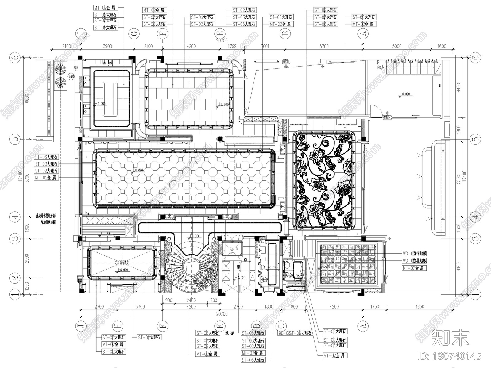 [江苏]1200㎡二层五居室别墅设计全套施工图cad施工图下载【ID:180740145】