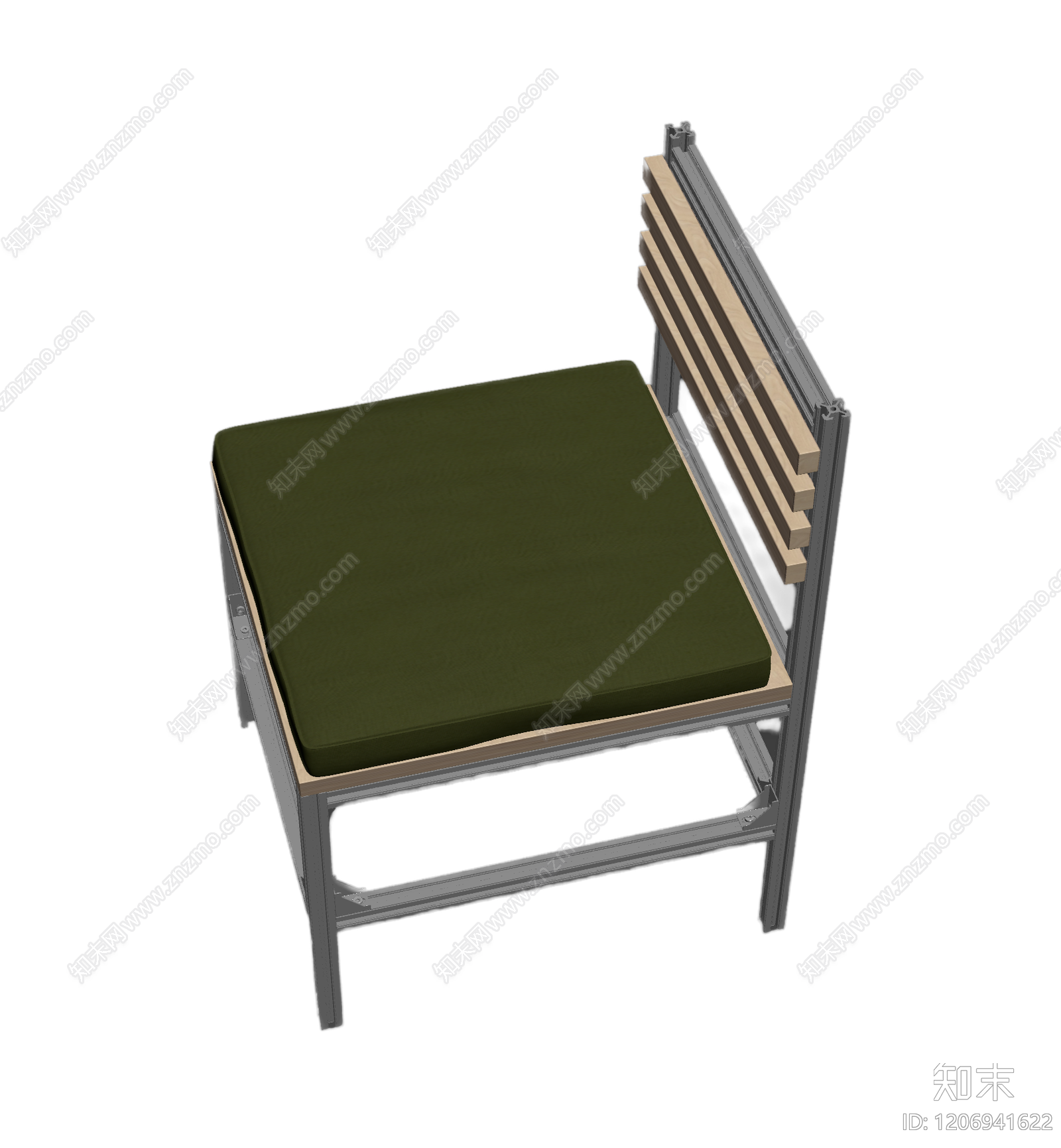 金属框架椅带坐垫3D模型下载【ID:1206941622】