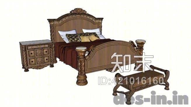 南海岸板式卧室套装SU模型下载【ID:421016160】