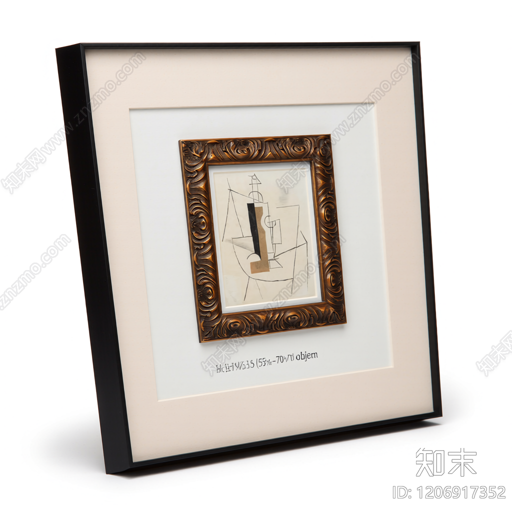 复古雕花挂画框3D模型下载【ID:1206917352】