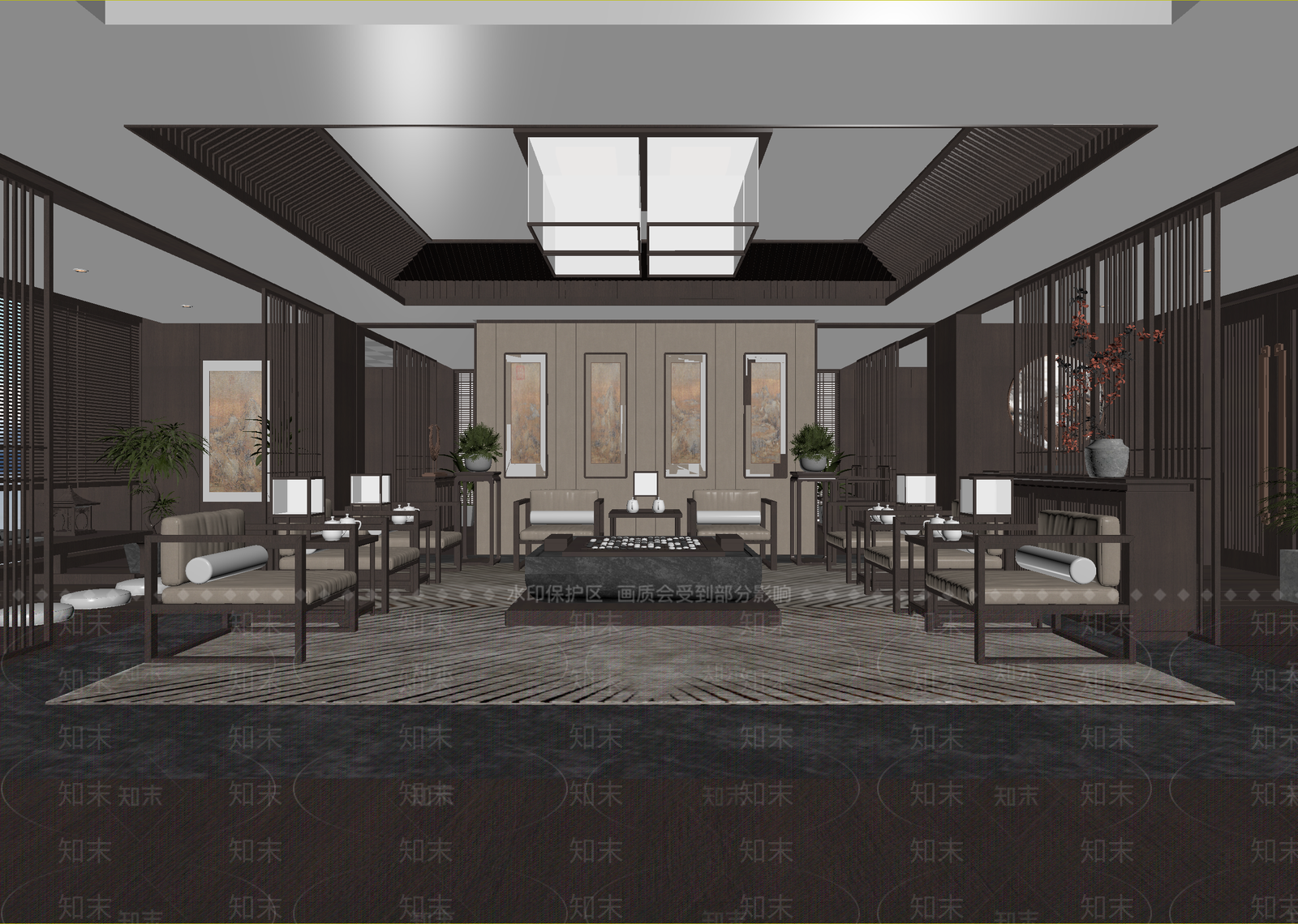 新中式茶馆3D模型下载【ID:1214693934】