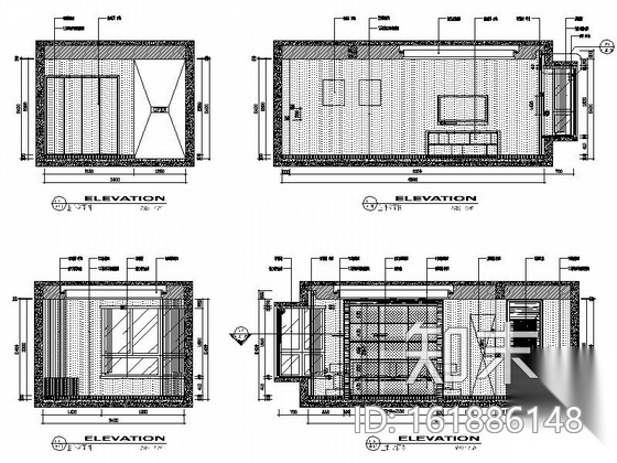 某机关住宅楼室内装修施工图（含效果）cad施工图下载【ID:161886148】