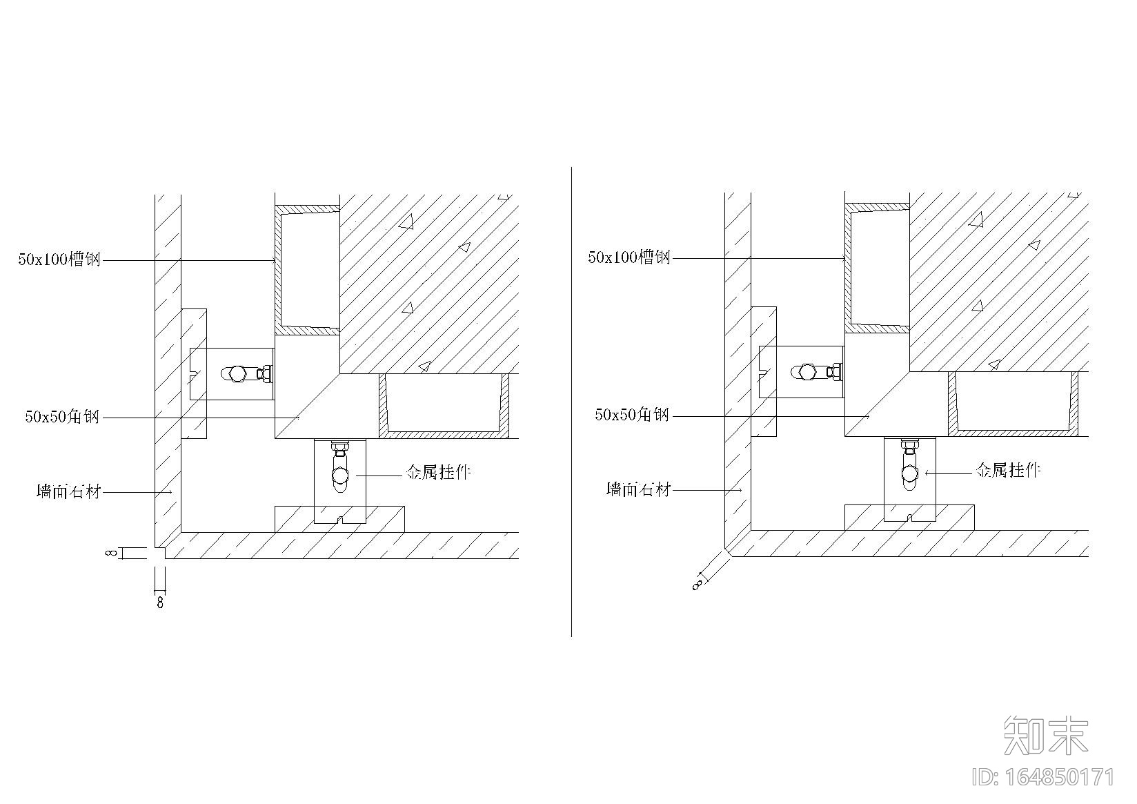 88套室内通用天花地面收口砌墙等节点详图cad施工图下载【ID:164850171】