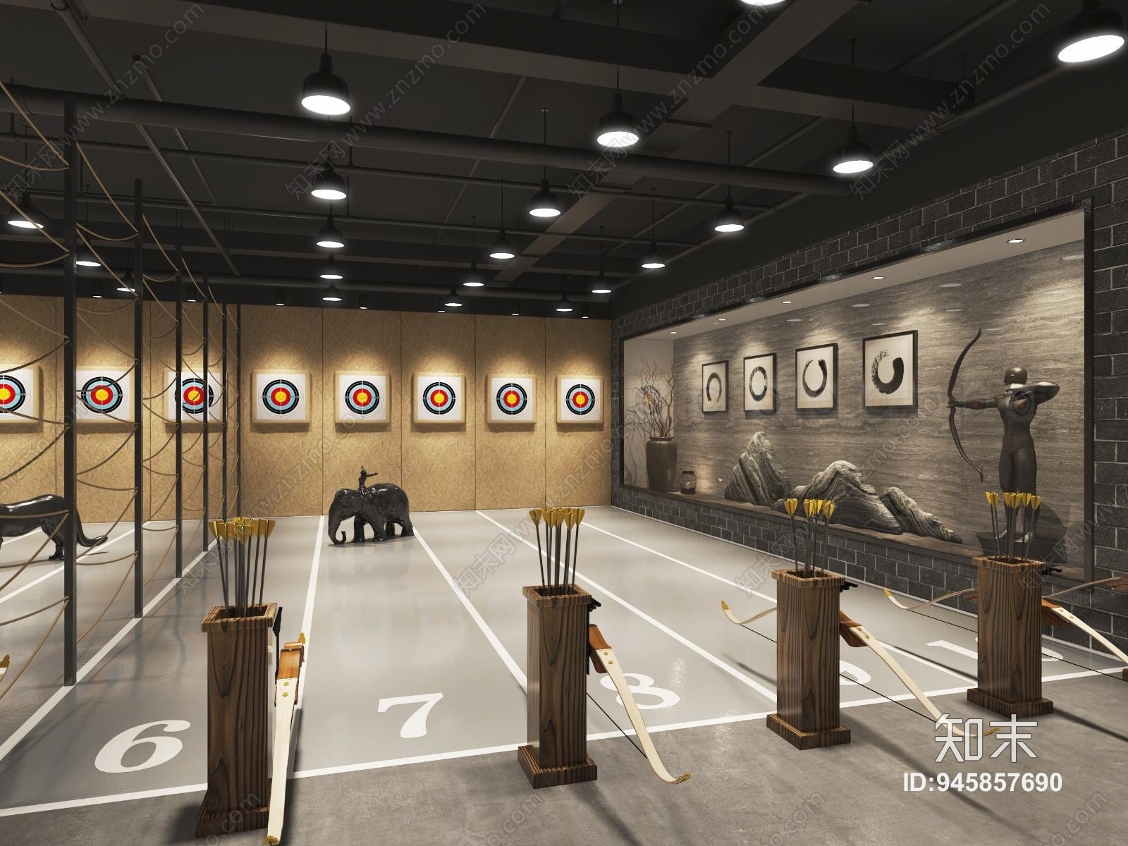 工业风射箭馆3D模型下载【ID:945857690】