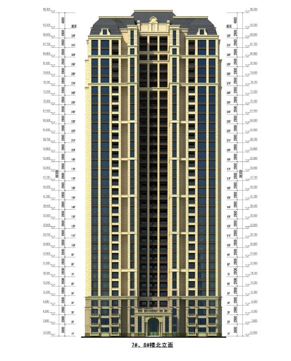 [长沙]高层法式外立面住宅建筑设计方案文本施工图下载【ID:165922145】